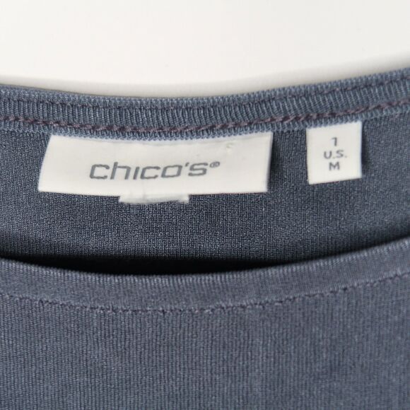 Chico's Womens Tank Top‎ Size 1 Medium Blue Textured Office Staple Minimalist - Picture 4 of 7